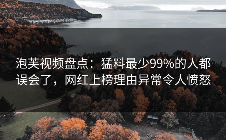 泡芙视频盘点：猛料最少99%的人都误会了，网红上榜理由异常令人愤怒