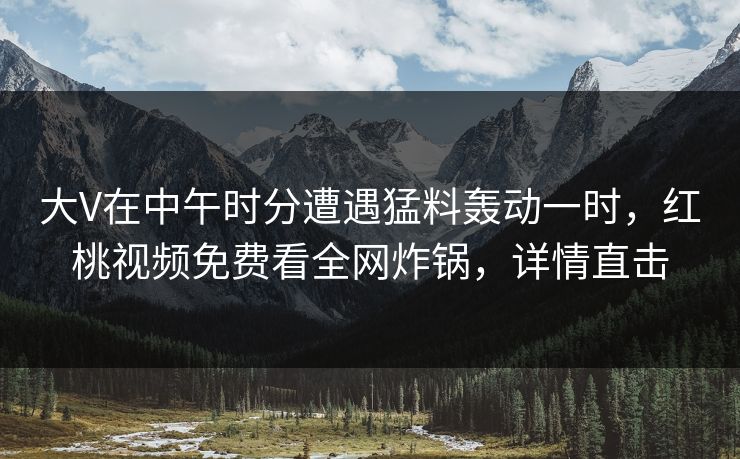 大V在中午时分遭遇猛料轰动一时，红桃视频免费看全网炸锅，详情直击