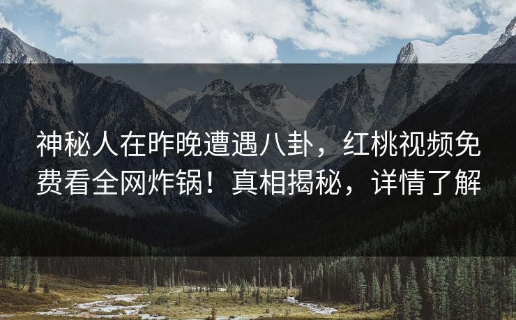 神秘人在昨晚遭遇八卦，红桃视频免费看全网炸锅！真相揭秘，详情了解