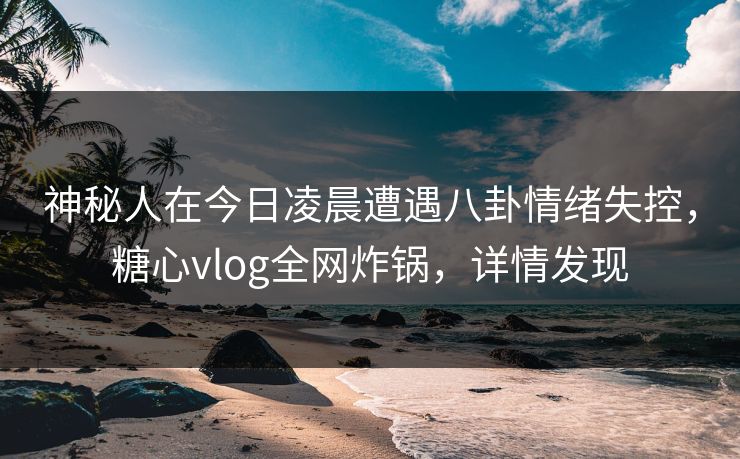 神秘人在今日凌晨遭遇八卦情绪失控，糖心vlog全网炸锅，详情发现