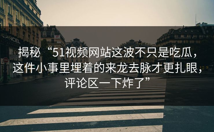 揭秘“51视频网站这波不只是吃瓜，这件小事里埋着的来龙去脉才更扎眼，评论区一下炸了”