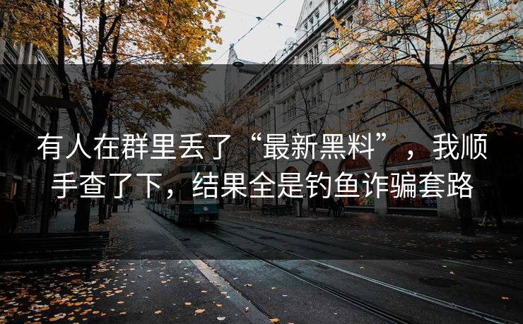 有人在群里丢了“最新黑料”,我顺手查了下,结果全是钓鱼诈骗套路 有人在群里丢了“最新黑料”,我顺手查了下,结果全是钓鱼诈骗套路